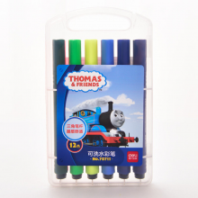 得力托马斯三角笔杆水彩笔可水洗儿童学生绘画笔套装安全美术用品70711-12色托马斯水彩笔