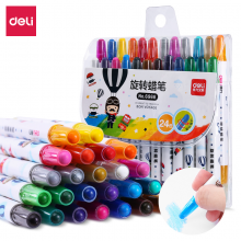 得力(deli)24色学生旋转绘画蜡笔油画棒 6966