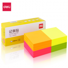 得力（deli）12本1200张荧光彩色便利贴76*76mm便条纸N次贴记事贴9085
