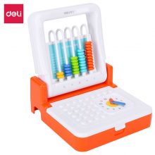 得力(deli)儿童学具盒 学生数学计数器多功能计算算术架5行学具盒橙色74317