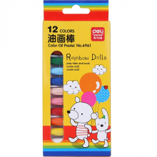 得力 6961 油画棒-12色 12支/盒 （单位：盒） 12色