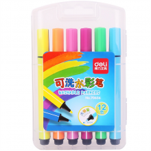 得力70656粗三角杆水彩笔(混)(12支/盒)
