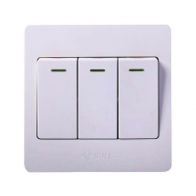 公牛 G07K311Y 三开单控开关86型带荧光条信息模块面板  (单位:只) 白色