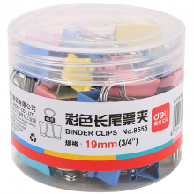 得力 8555 彩色长尾票夹 19mm 40只/筒 （单位：筒） 混色