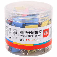 得力 8556 彩色长尾票夹 15mm 60只/筒 （单位：筒） 混色
