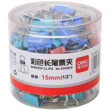 得力 8556ES 彩色长尾夹 15mm 60只/筒 （单位：筒） 彩色