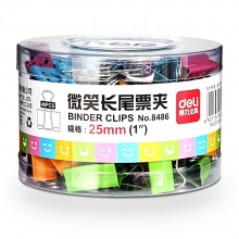 得力 8486 长尾夹 25mm 48只/筒 （单位：筒） 彩色