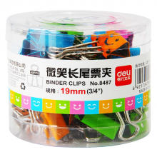 得力 8487 长尾夹 19mm 40只/筒 （单位：筒） 彩色