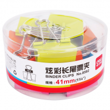 得力 8582 炫彩系列长尾票夹筒装 41mm(13/4 (单位:筒) 混色