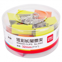 得力 8583 炫彩系列长尾票夹筒装 32mm(11/4) (单位:筒) 混色