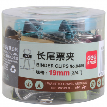 得力 8489 卡通长尾票夹 19mm (单位:筒) 混色