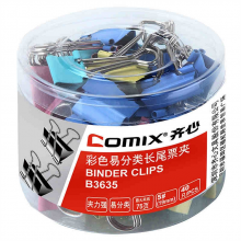 齐心 B3635 长尾夹 40个/盒 (单位：盒) 彩色