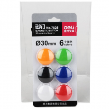 得力 7825 磁钉 直径30mm/12片/6色 （单位：卡） 混色