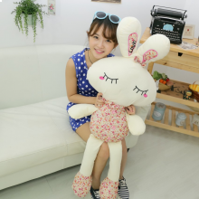 碎花兔公仔love兔子流氓兔毛绒玩具长腿兔大号娃娃情人节生日礼物