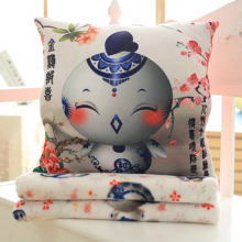 青花瓷十二生肖抱枕暖手捂毯子三合一毛绒玩具新年生日礼物送女生