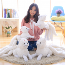 创意仿真狐狸抱枕公仔九尾白狐公仔动物玩偶布娃娃送女孩生日礼物