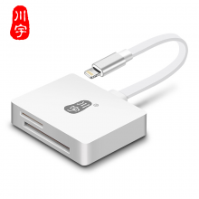 川宇苹果官方MFi认证读卡器支持SD/TF相机卡扩容器插卡式U盘C608