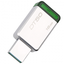 金士顿（Kingston）USB3.1 16GB 金属U盘 DT50 高速车载U盘 绿色