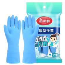 美丽雅加厚型手套家务手套加长加厚清洁洗衣洗碗护手高弹性胶皮手套大号