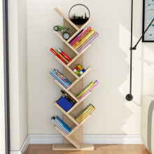 彤新雅（Tongxinya）实木树形书架客厅落地简易置物架报刊架儿童松木书柜 11层原木不加漆