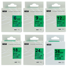 普贴SC18GW 18MM绿底黑字标签色带