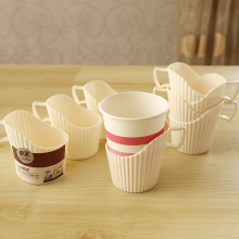 一次性纸杯托 开水隔热托纸杯盒杯套 塑料杯托纸杯架 白色8个装