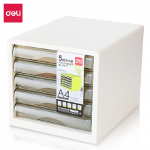 得力(deli)5层彩色时尚桌面文件柜 A4资料收纳柜 带索引标签办公用品象牙白9777