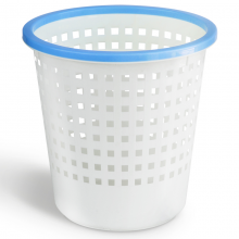 得力（deli）办公家居经典圆形直桶带压圈不锈钢垃圾桶/纸篓/清洁桶系列塑料网状带压圈28cm（9554）