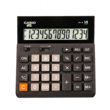 卡西欧（CASIO）DH-14-BK 中型 14位大额计算 双电源 超宽计算器黑色专业计算系列