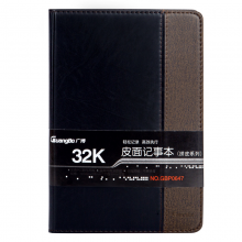 广博(GuangBo)32K120张拼皮商务皮面记事本子文具笔记本记事薄棕黑GBP0647