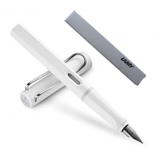 凌美(LAMY)钢笔签字笔墨水笔Safari狩猎者笔白色F尖成人学生练字钢笔（银灰环保盒装）