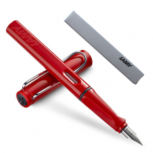 凌美(LAMY)钢笔签字笔墨水笔Safari狩猎者商务办公笔红色F尖练字笔（银灰环保盒装）