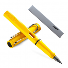 凌美(LAMY)钢笔签字笔墨水笔Safari狩猎者时尚商务办公笔黄色F尖练字钢笔（银灰环保盒装）