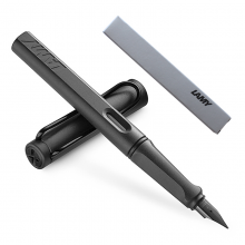 凌美(LAMY)钢笔签字笔墨水笔Safari狩猎者笔磨砂黑F尖成人学生练字笔（银灰环保盒装）