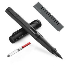 凌美LAMY钢笔签字笔水笔Safari狩猎者男女商务办公笔磨砂黑EF尖学生练字钢笔（龙骨盒套装带吸墨器）