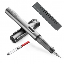 凌美LAMY钢笔签字笔水笔Al-star恒星商务办公笔银灰色EF笔尖学生练字笔（龙骨盒套装带吸墨器）