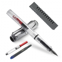 凌美(LAMY)钢笔签字笔水笔Vista自信办公笔透明EF尖成人学生练字钢笔（龙骨盒套装带吸墨器）