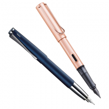 凌美(LAMY)LX系列钢笔玫瑰金色 限量版钢笔F尖 加Studio演艺系列蓝杆标准EF尖套装