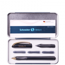 施耐德（Schneider）钢笔签字笔宝珠笔双笔头套装一笔两用商务礼盒装金色年华黑色