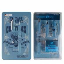 施耐德（Schneider）钢笔学生用成人练字套装机车双笔头钢笔+走珠笔两用笔浅蓝色167688