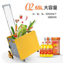 亮朵 折叠购物车买菜手拉车便携爬楼拉杆小拉车多功能超市购物车老人铝合金手推车购物小拖车买菜车摆摊神器 爬梯八轮可折叠【大号黄灰色】