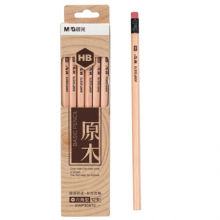晨光(M&G)文具HB六角木杆铅笔 原木学生铅笔(带橡皮头) 实惠装木质铅笔 12支/盒AWP30870