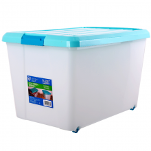 爱丽思IRIS 汽车载收纳箱带滑轮储物箱CC2-1约50升 车载储物箱大号收纳箱后备箱整理箱 蓝/白色