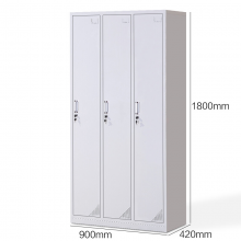 更衣柜员工柜储物柜铁皮柜存包柜鞋柜碗柜三门更衣柜1850*900*420   厚0.7