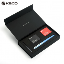 KACO博雅钢笔套装 商务办公钢笔带墨囊气质高档文具签字笔节日 蓝色