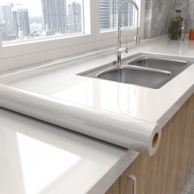 索菲斯厨房防油贴纸防水耐高温防油柜灶橱柜台面厨台家具大理石纹贴膜防潮加厚灶台翻新PVC墙贴 珠光白 宽:60厘米 长:3米（拍多件长度连一起发）