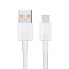 华为HUAWEI 原装6A数据线 USB Type-A转USB Type-C/1m线长/支持66W（11V6A）充电 白色CC790