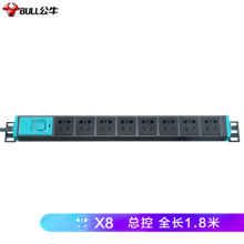 公牛（BULL）PDU机柜插座/插线板/插排/排插/接线板/拖线板 8位总控全长1.8米 GNE-1080