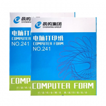 晨鸣 一联打印纸 彩色针式电脑打印纸381-1-1/3 (撕边 白色 1000页/箱) 