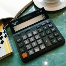 卡西欧（CASIO）DH-12-BK 中型 12位 双电源 超宽计算器 黑色 专业计算系列